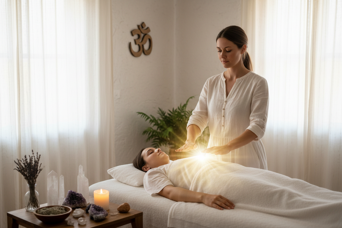 “Trained Reiki practitioner performing gentle energy healing in Salford at Hope Holistics”